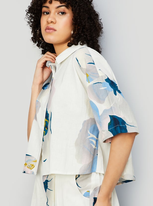 Women Printed Cropped Shirt