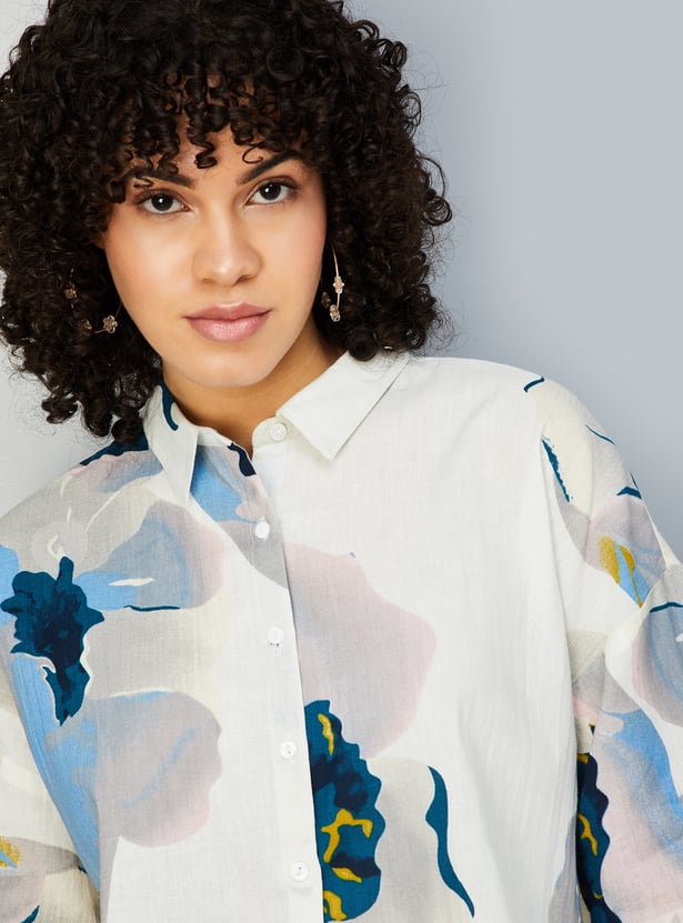 Women Printed Cropped Shirt