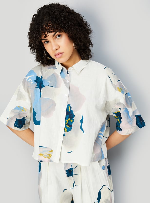 Women Printed Cropped Shirt