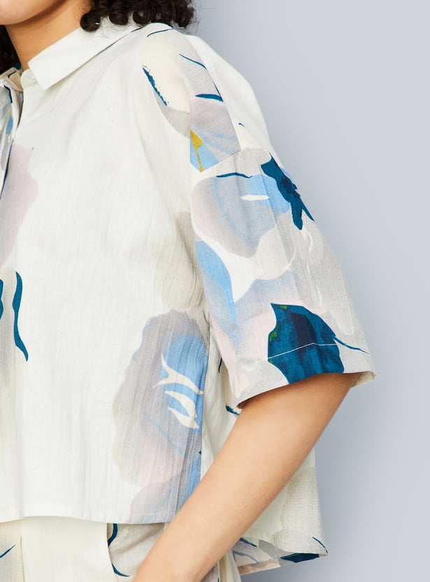 Women Printed Cropped Shirt