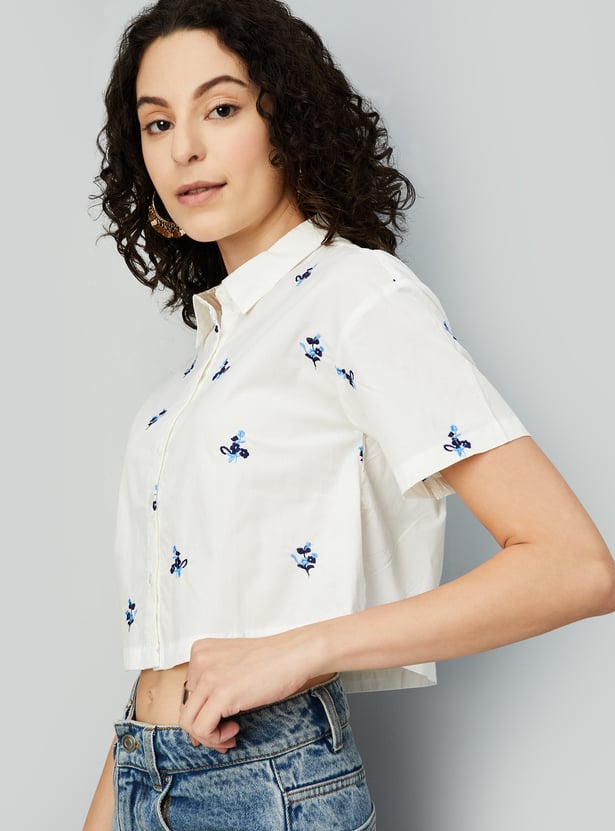 Women Embroidered Crop Top