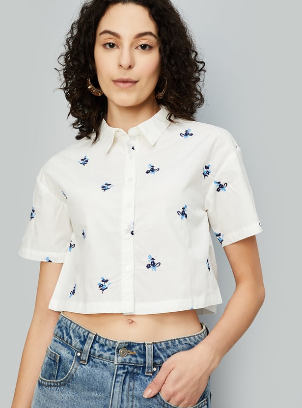 Women Embroidered Crop Top