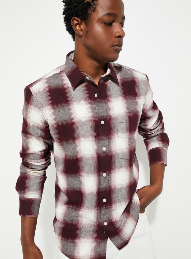 URB_N Men Regular Fit Checked Shirt