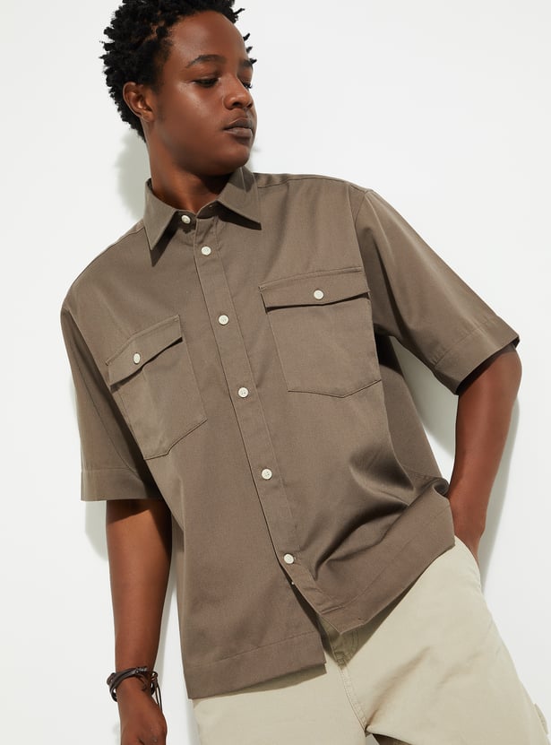 Oversized Button Down Shirt With Biker Shorts Button Down Shirt