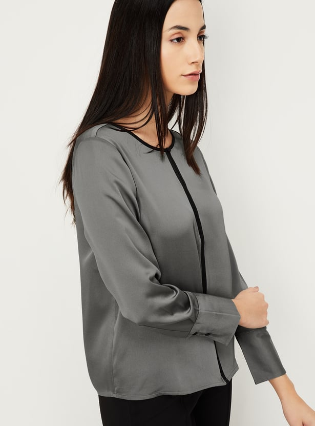 Women Contrast Piping Top