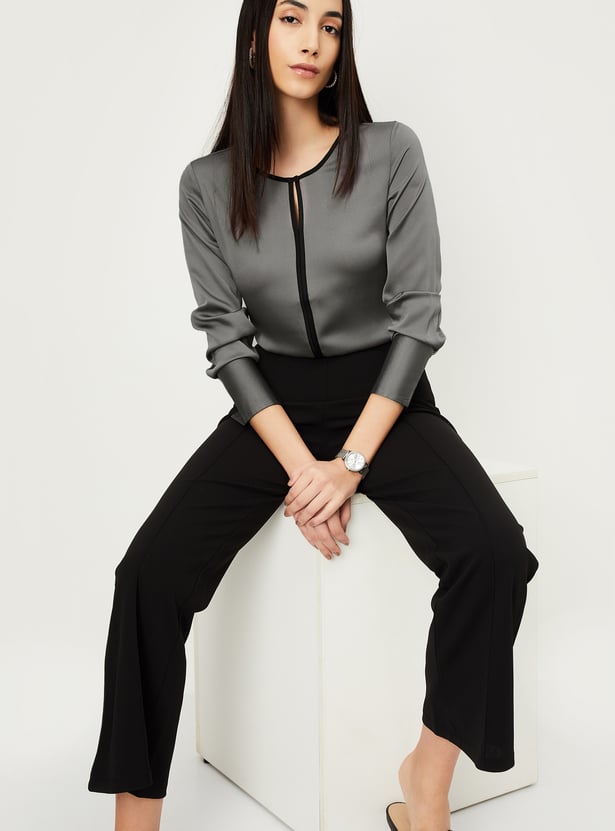 Women Contrast Piping Top