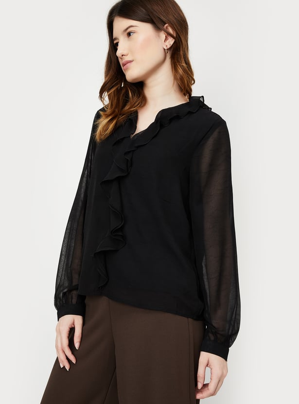 Women Ruffle Detail Top