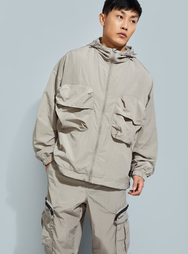 URB_N Men Solid Hooded Jacket