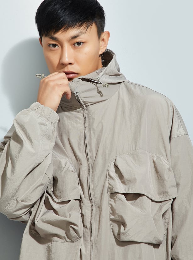 URB_N Men Solid Hooded Jacket