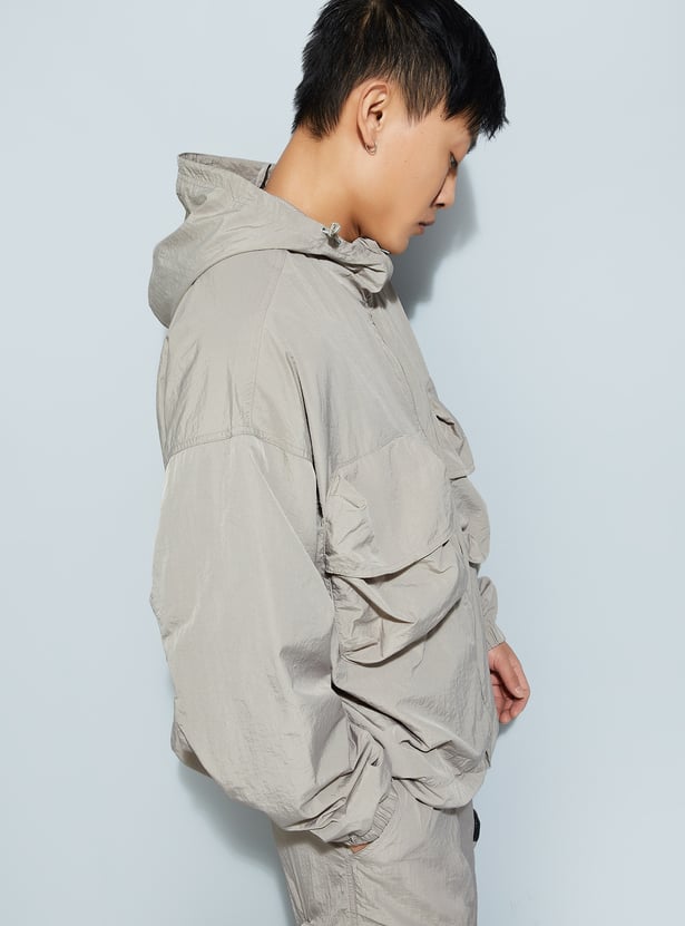 URB_N Men Solid Hooded Jacket