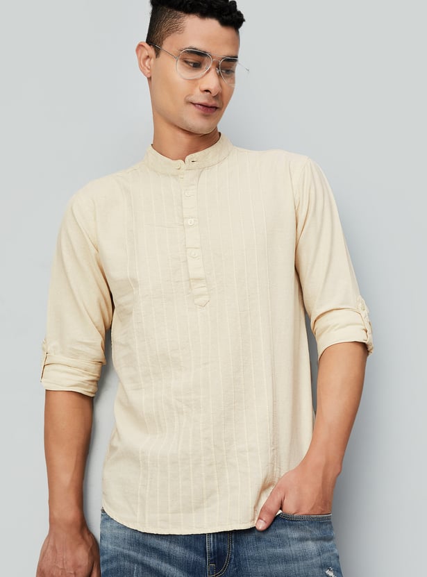 Men Pintuck Detail Short Kurta