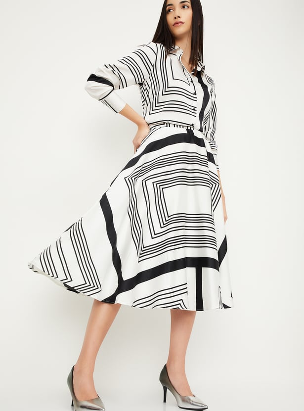 Women Printed Pleated Midi Skirt