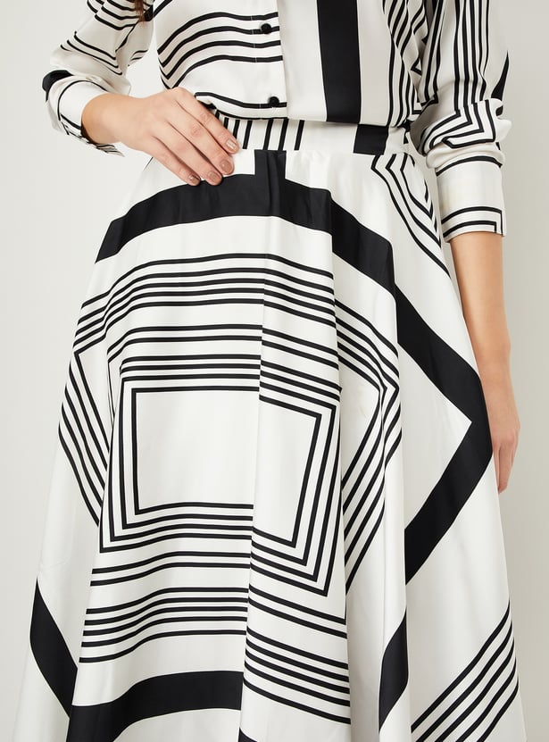 Women Printed Pleated Midi Skirt