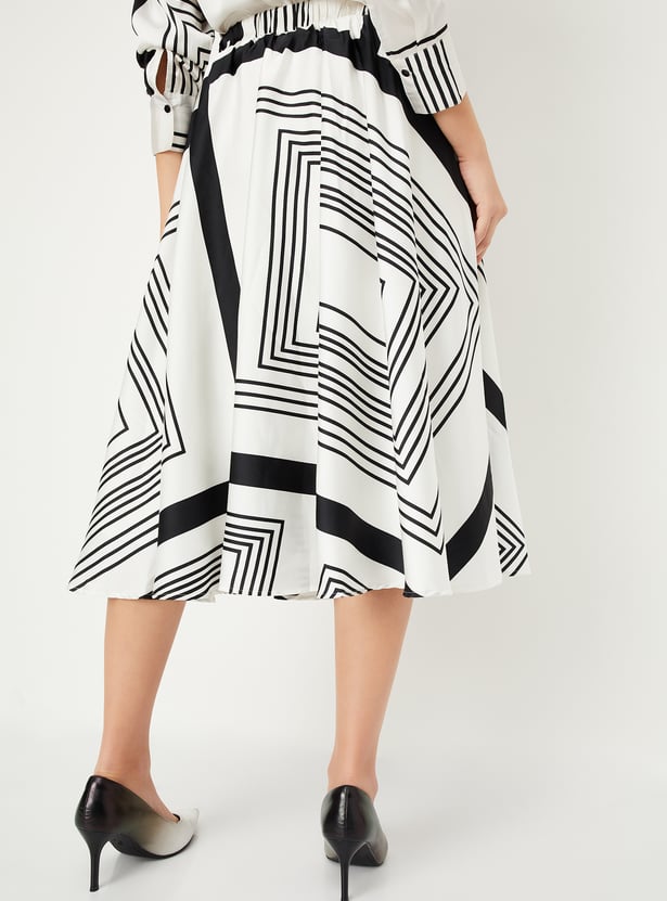 Women Printed Pleated Midi Skirt