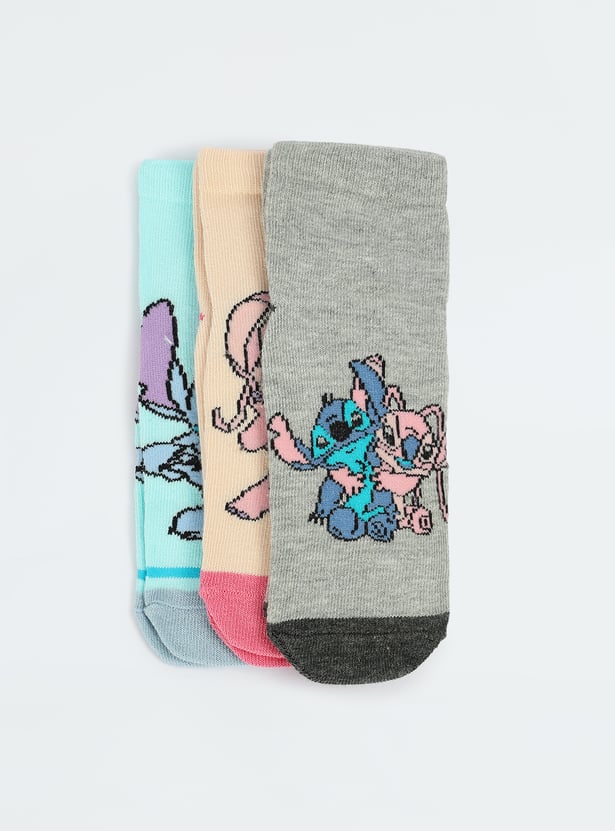 Girls Lilo & Stitch Printed Socks - Pack of 3