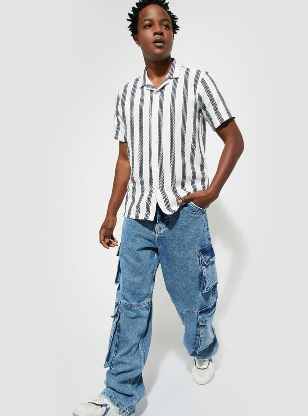 URB_N Men Regular Fit Striped Resort Shirt