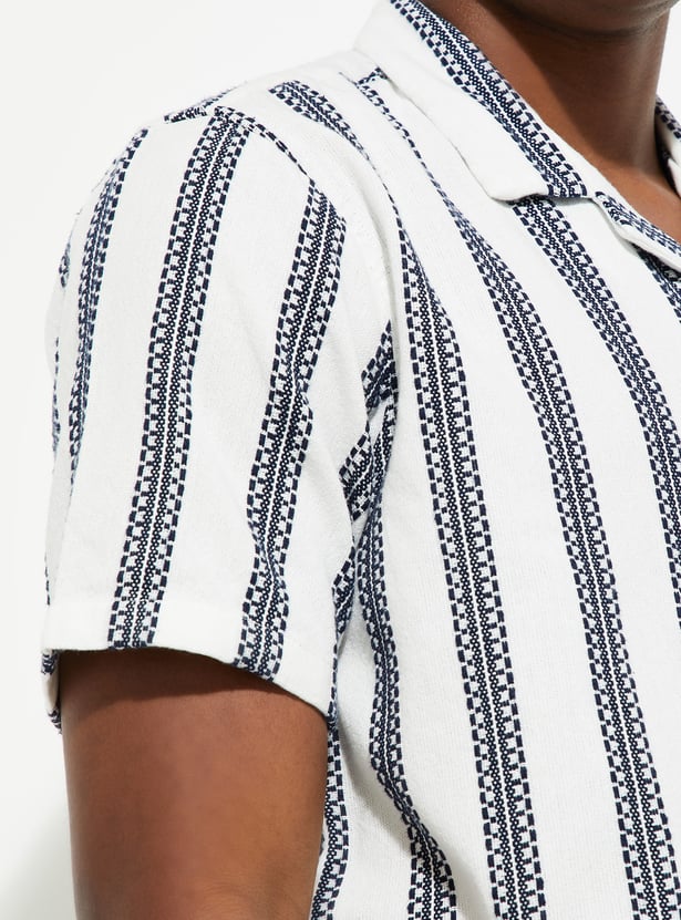 URB_N Men Regular Fit Striped Resort Shirt