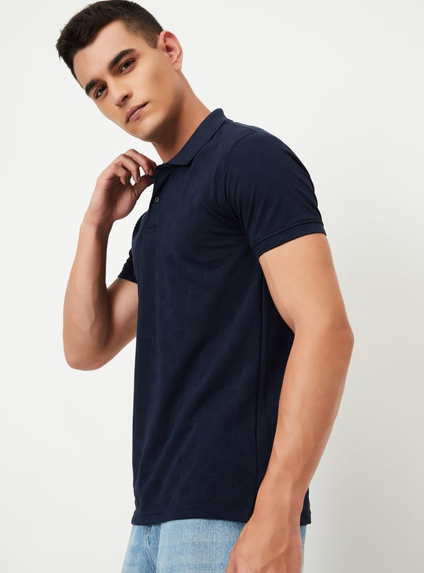 Men Slim Fit Knitted Polo T-shirt