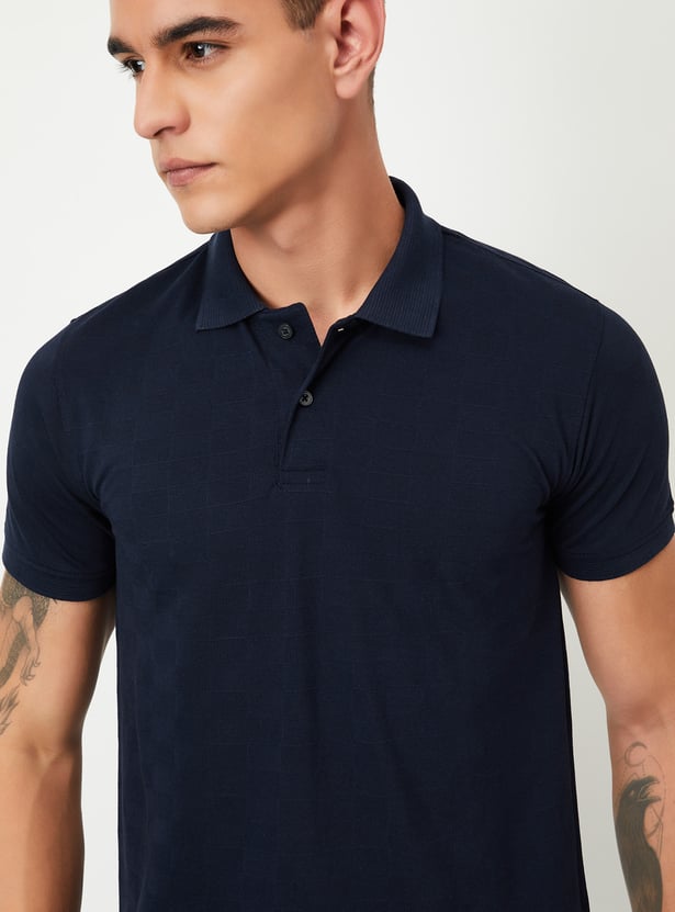 Men Slim Fit Knitted Polo T-shirt