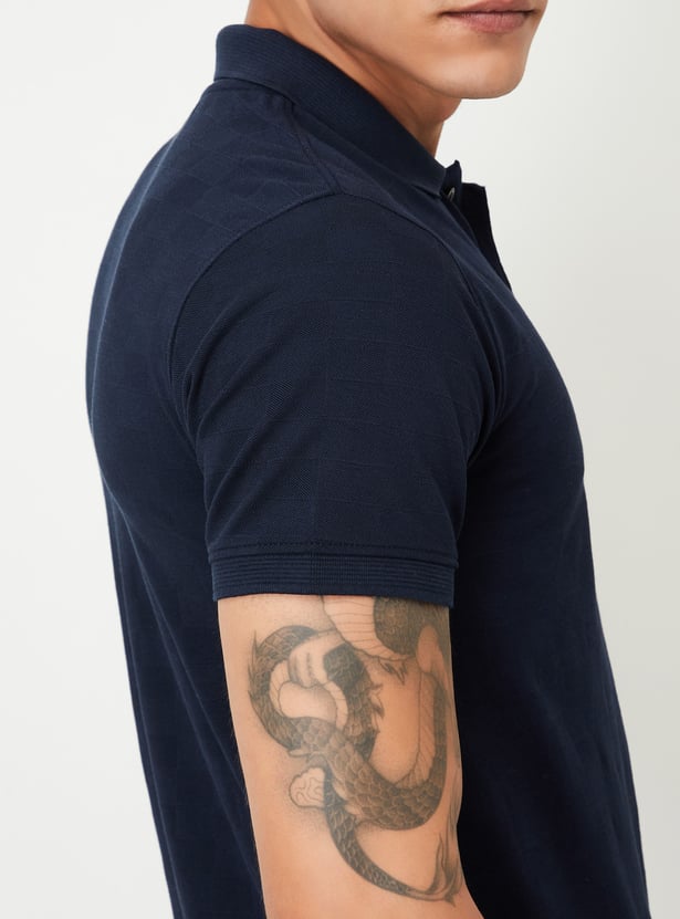 Men Slim Fit Knitted Polo T-shirt