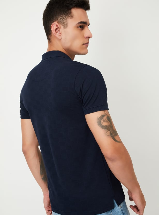 Men Slim Fit Knitted Polo T-shirt