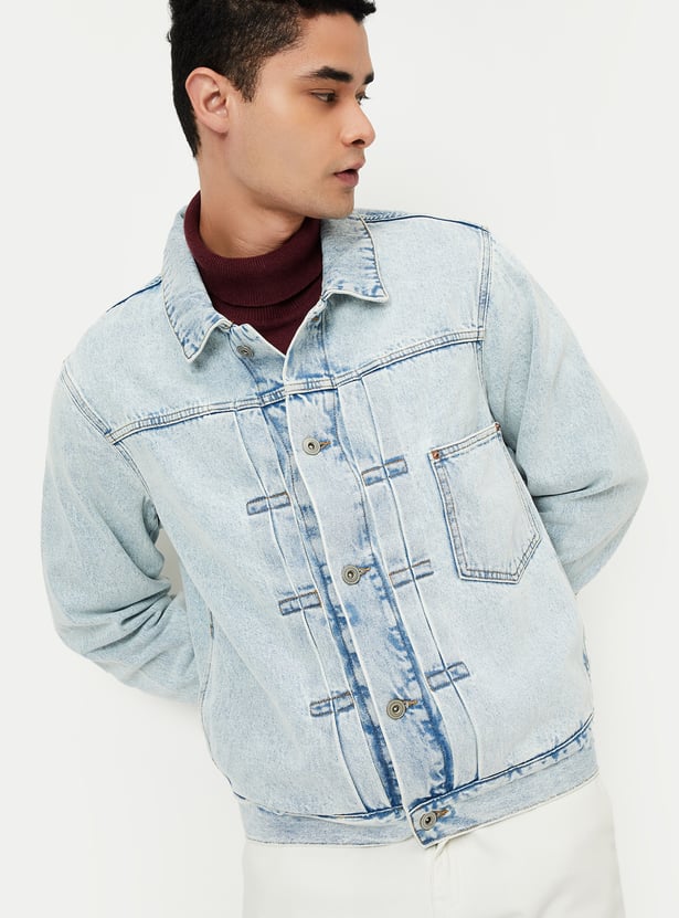 Men Solid Denim Jacket