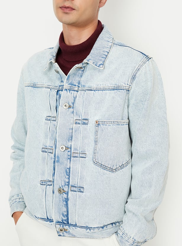 Men Solid Denim Jacket