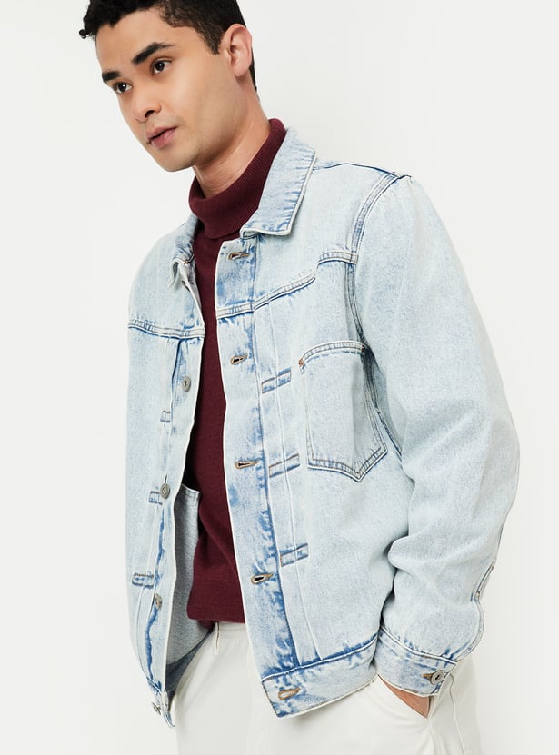 Men Solid Denim Jacket