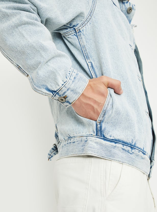 Men Solid Denim Jacket