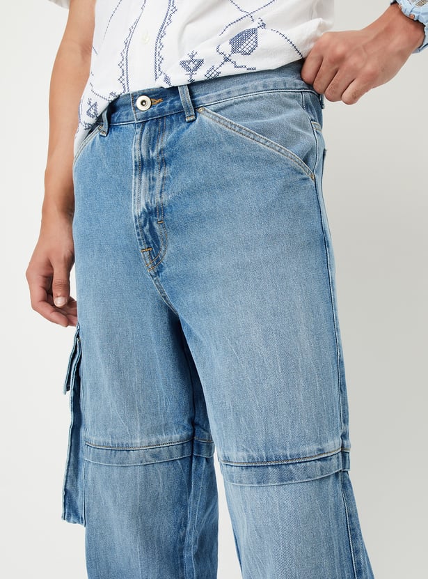 Men Washed Cargo Jeans