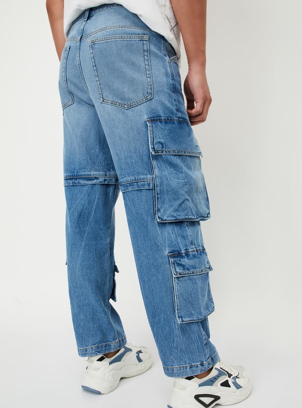 Men Washed Cargo Jeans