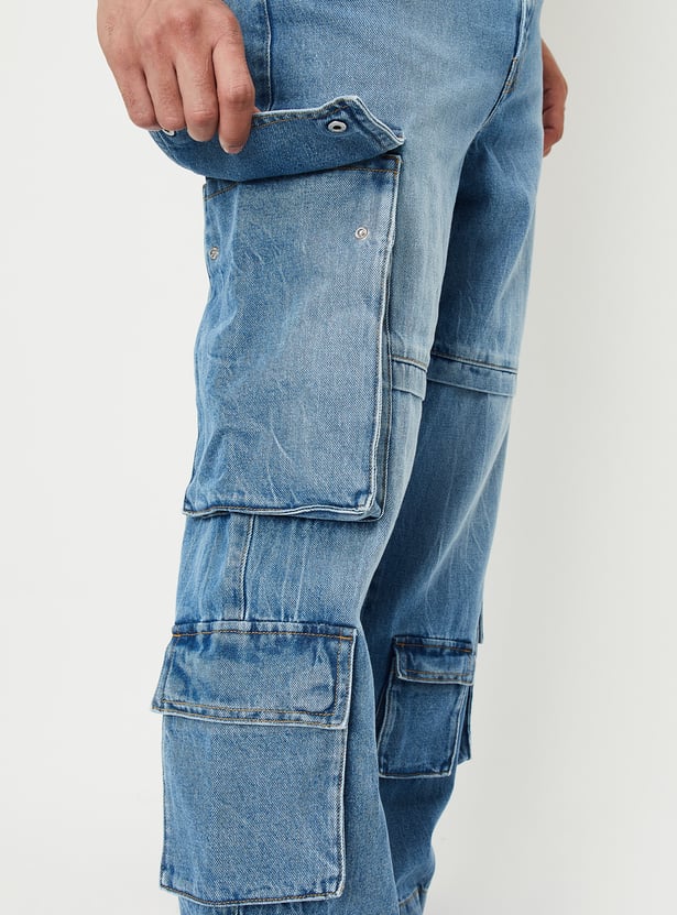 Men Washed Cargo Jeans