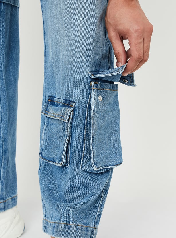 Men Washed Cargo Jeans