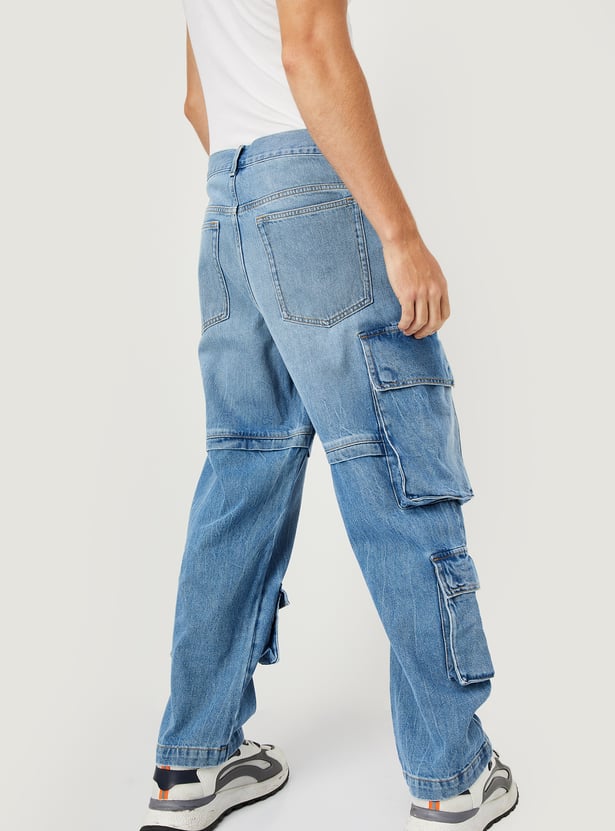 Men Washed Cargo Jeans