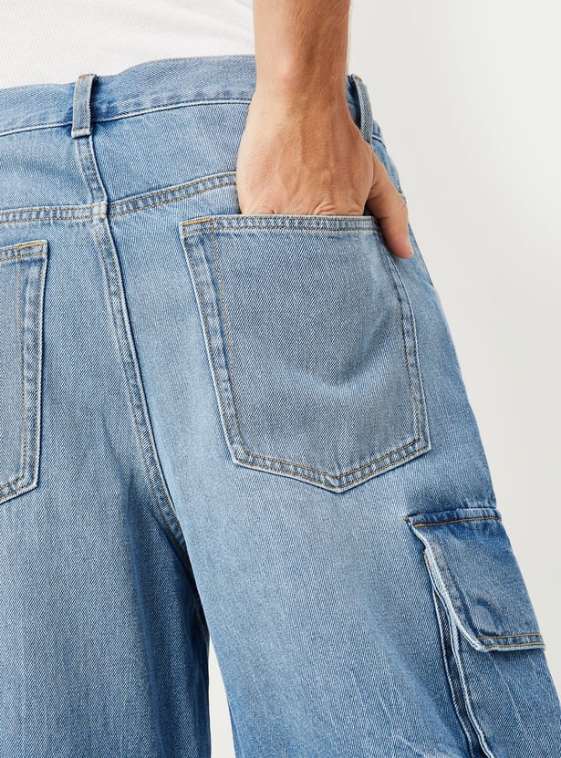 Men Washed Cargo Jeans