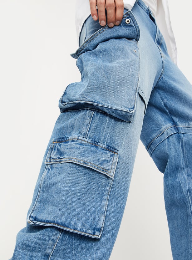 Men Washed Cargo Jeans