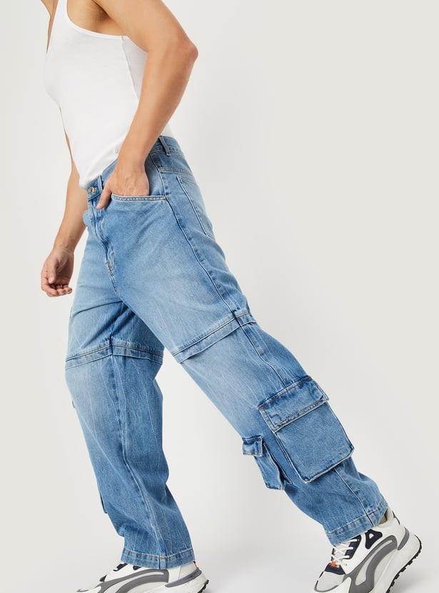 Men Washed Cargo Jeans