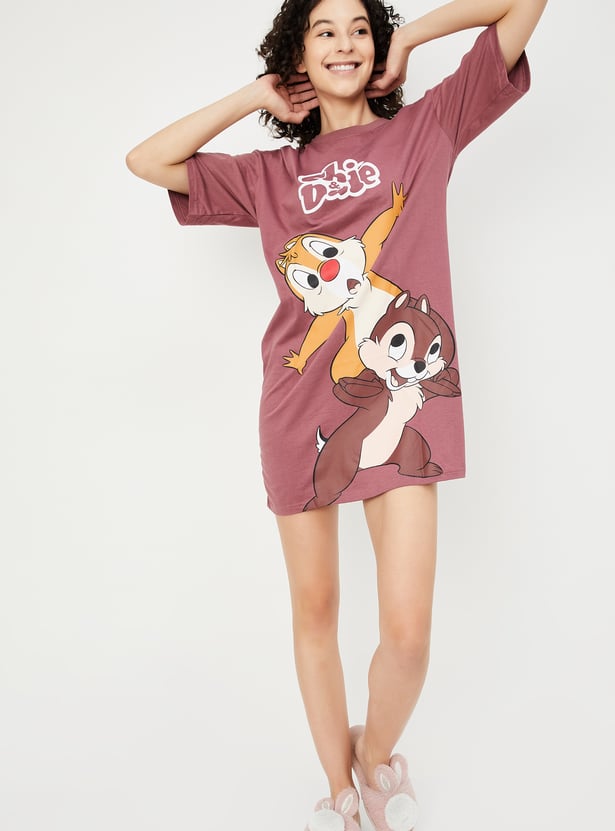 Women Boxy Fit Chip & Dale Printed Chemise