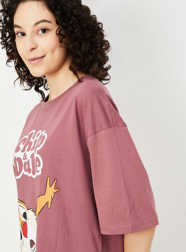 Women Boxy Fit Chip & Dale Printed Chemise