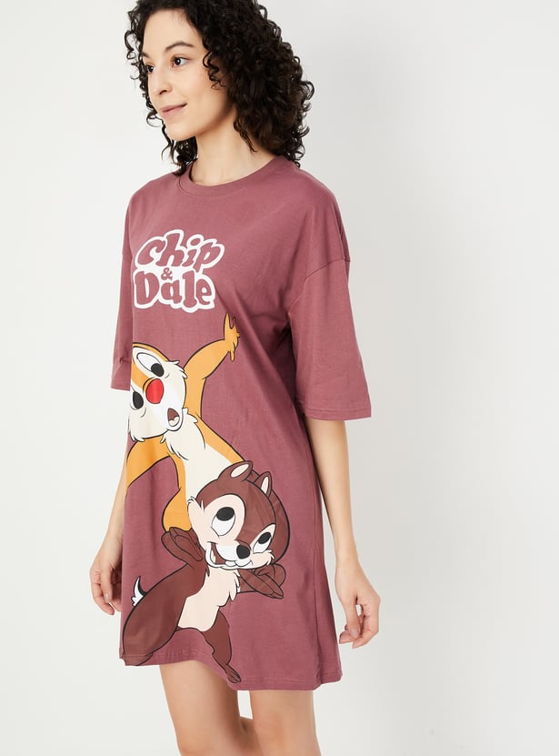 Women Boxy Fit Chip & Dale Printed Chemise