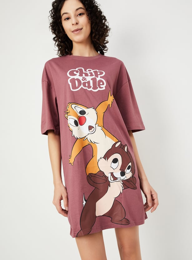 Women Boxy Fit Chip & Dale Printed Chemise