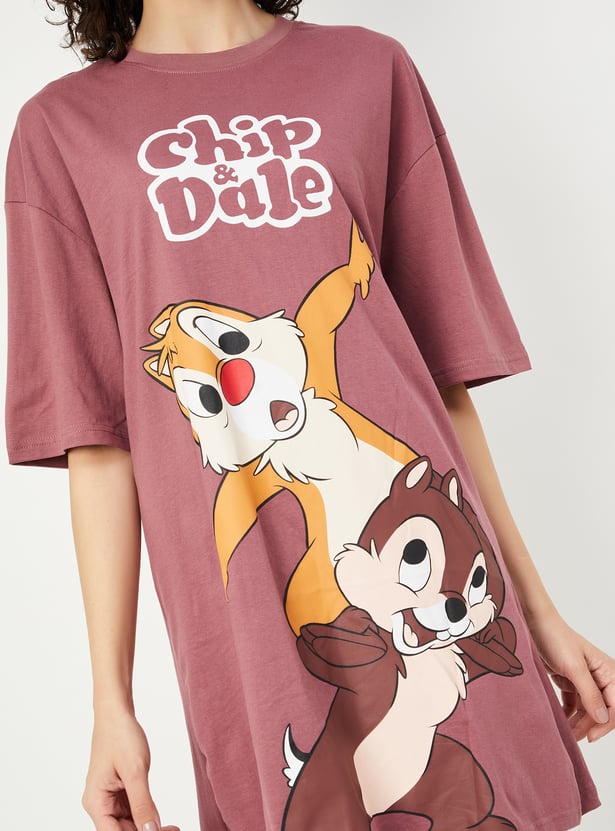 Women Boxy Fit Chip & Dale Printed Chemise
