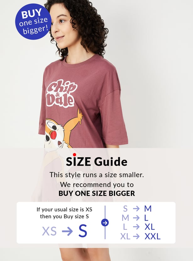 Women Boxy Fit Chip & Dale Printed Chemise