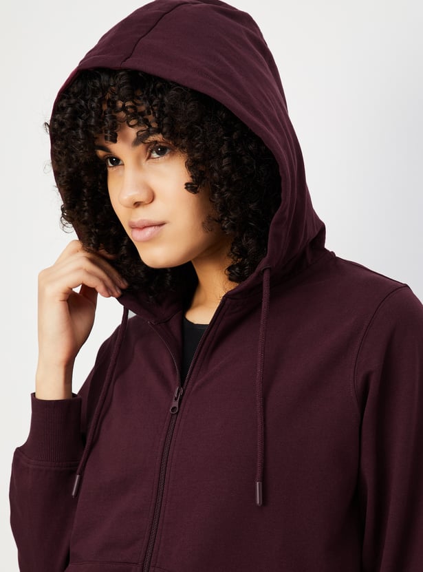 Women Solid Hooded Sweatshirt