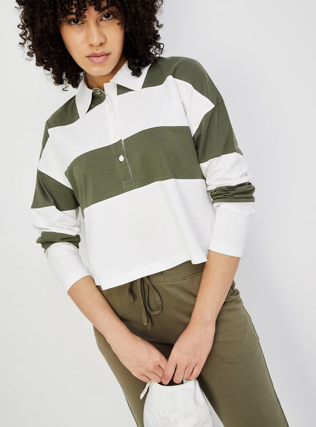 Women Striped Polo T-shirt