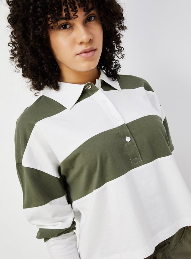 Women Striped Polo T-shirt