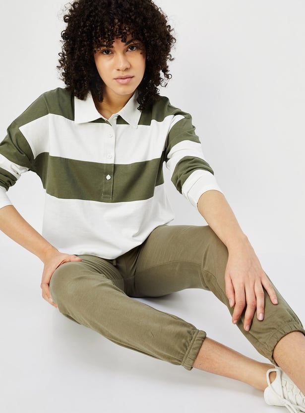 Women Striped Polo T-shirt