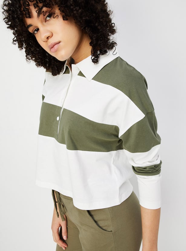 Women Striped Polo T-shirt