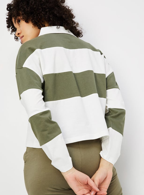 Women Striped Polo T-shirt