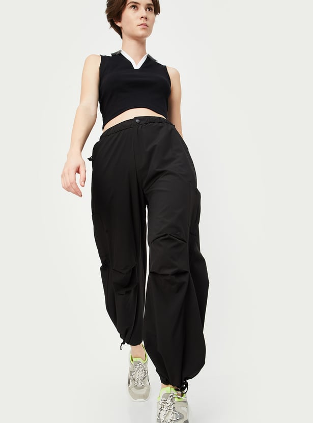 Women Solid Relaxed Fit Parachute Pants